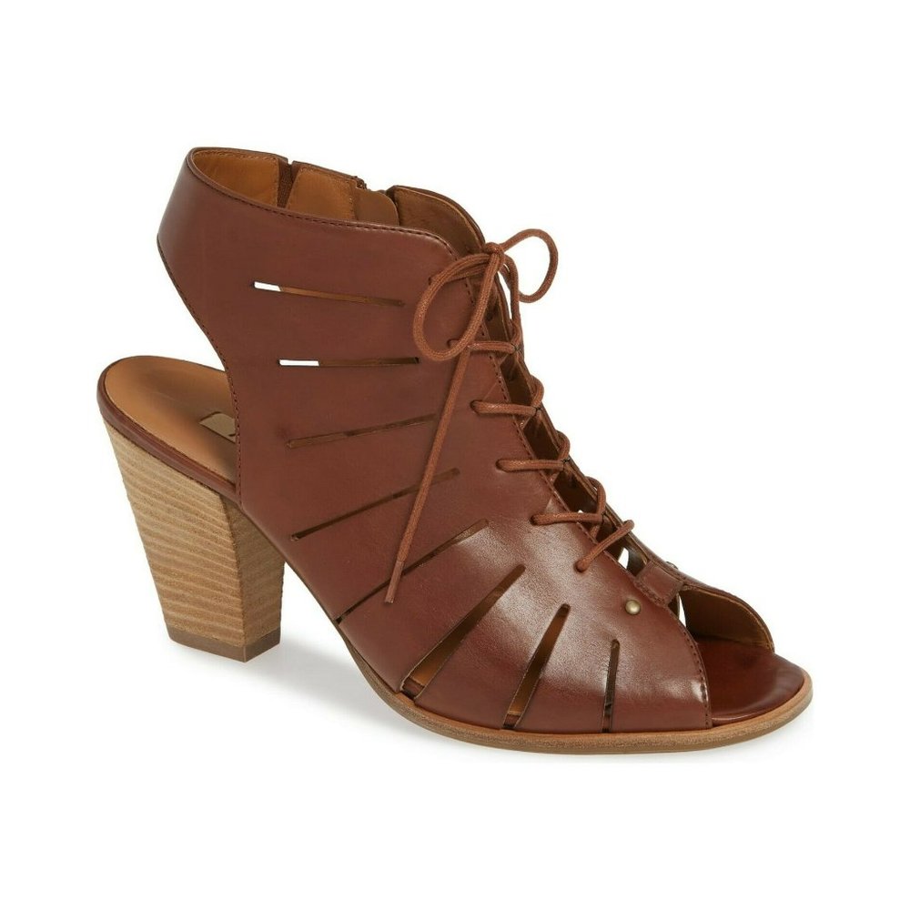 $400 PAUL GREEN  Cosmo Peep Toe Sandal LEATHER BOOTIE CAYANNE CUOIO 10 (PG5)